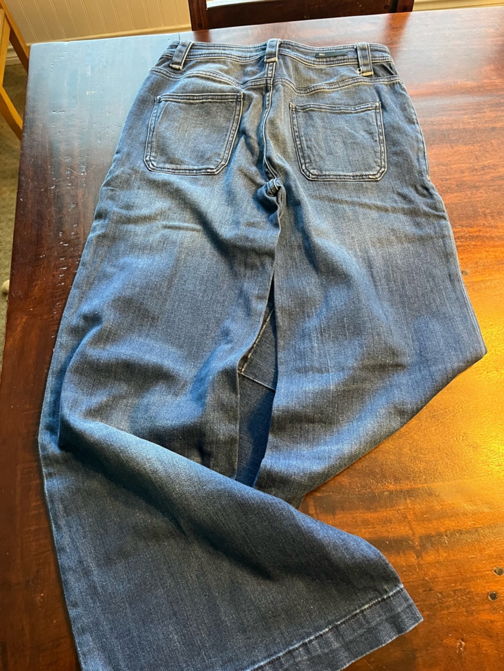 Pilcro Wide-Leg Flare Jeans in Mid Blue Denim - Picture 2 of 3